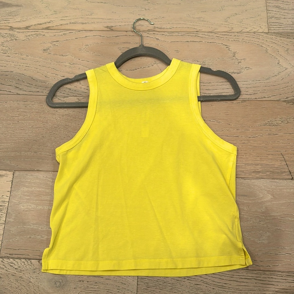 LULULEMON SIZE 2 YELLOW COTTON HIGH-NECK TANK TOP (NEVER WORN)!!